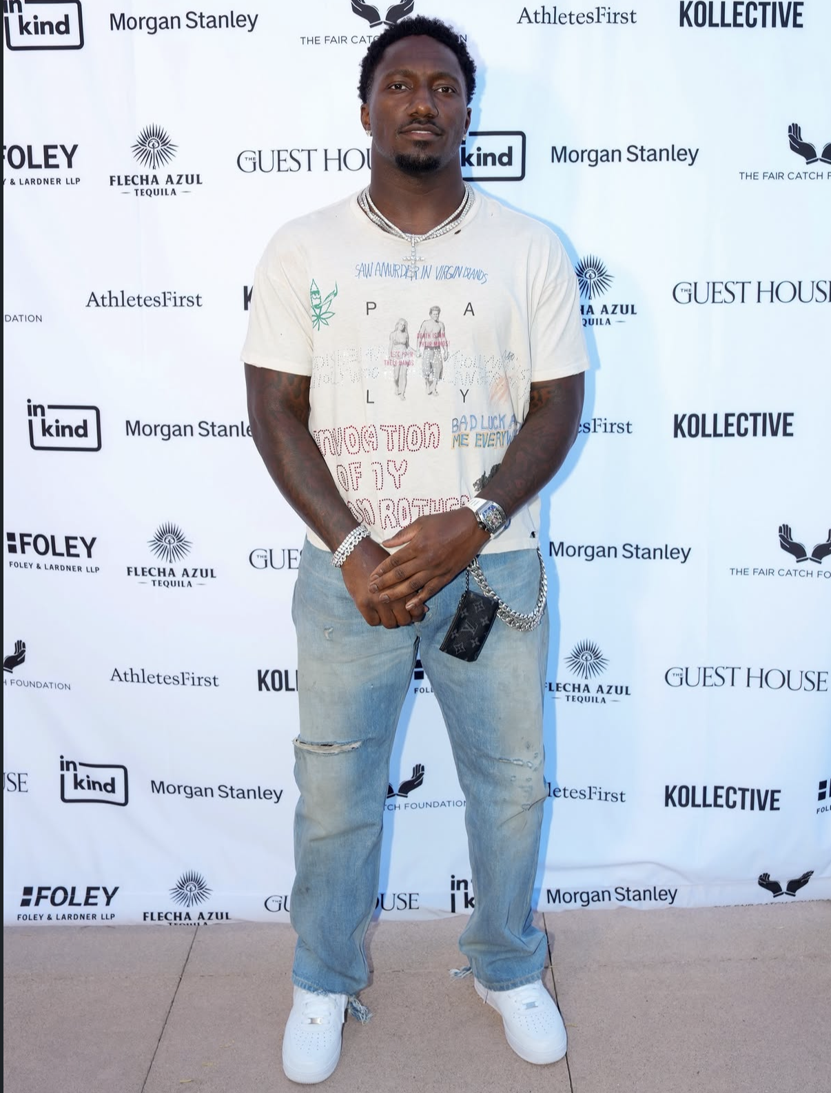 Deebo Samuel poses for a portrait on the sponsor wall at the 2026 Celebrity Waiter Night.